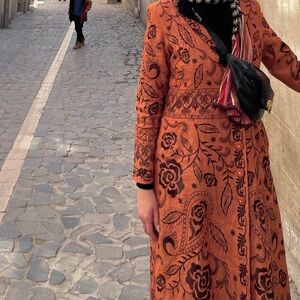 JSong Collection Vintage‎ Linen Duster festive boho embroidery jacket coat dress
